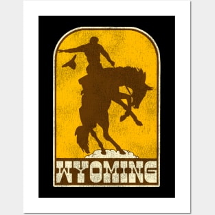 Wyoming Vintage Western Cowboy Rodeo Travel Souvenir Posters and Art